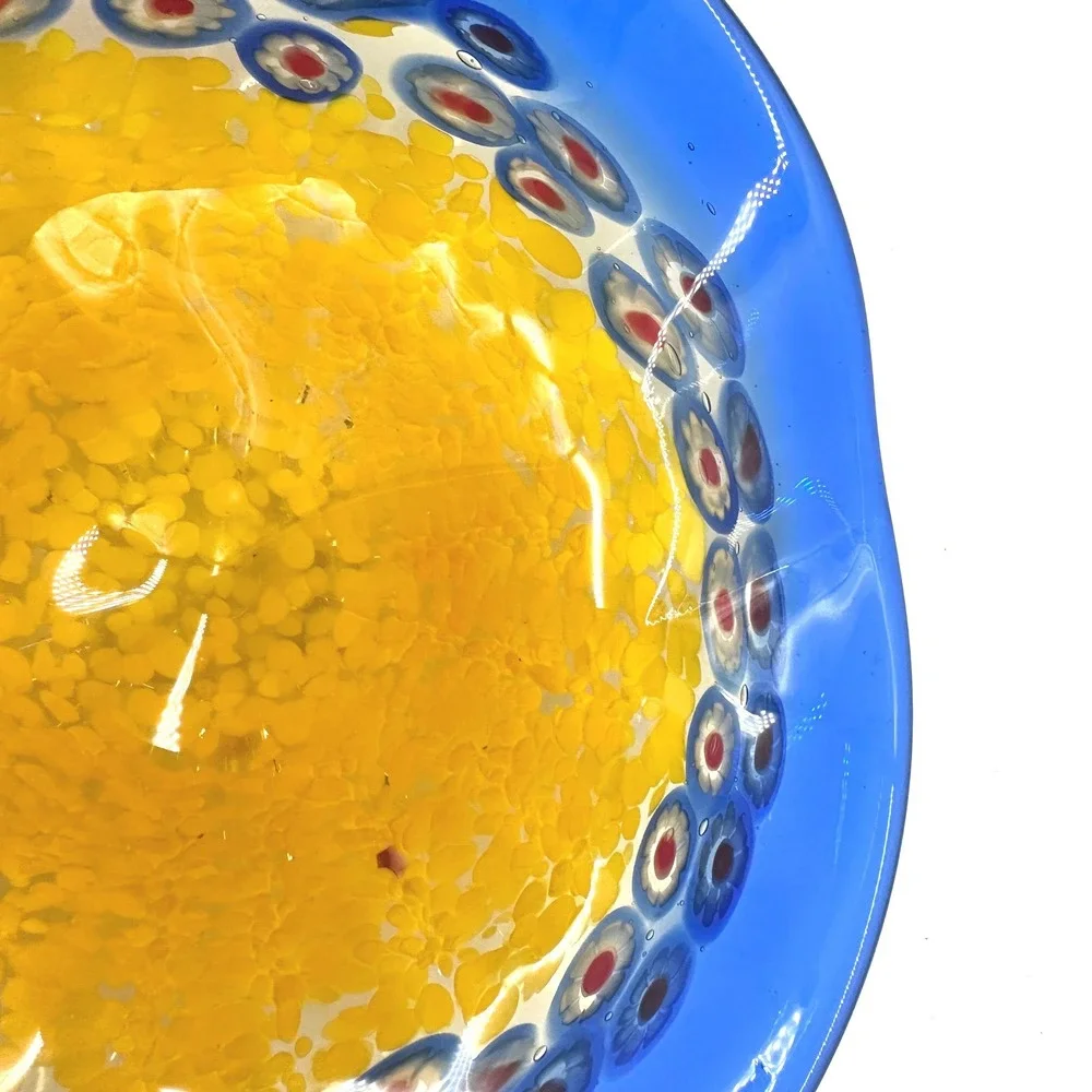 Murano Style Art Glass Footed Bowl 12